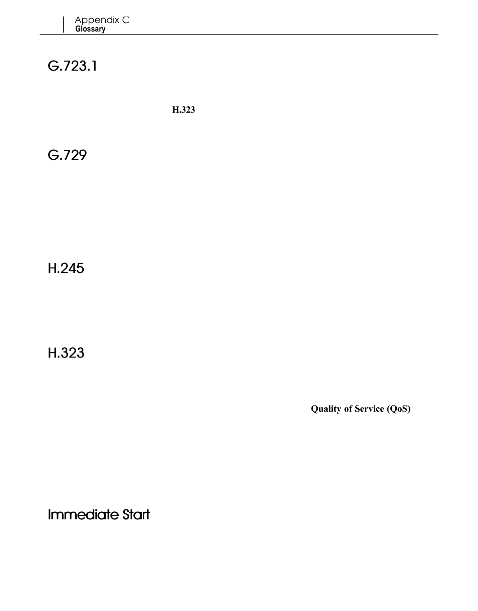 G.723.1, G.729, H.323 | Immediate start | Samsung SMG-3200 User Manual | Page 224 / 228