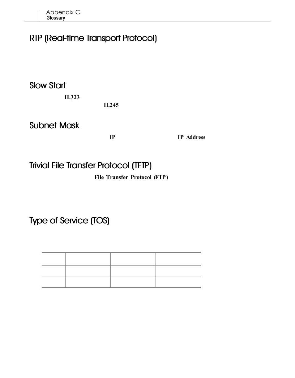 Slow start, Subnet mas subnet maskk, Type o type of service f service ((tos tos)) | Samsung SMG-3200 User Manual | Page 226 / 228