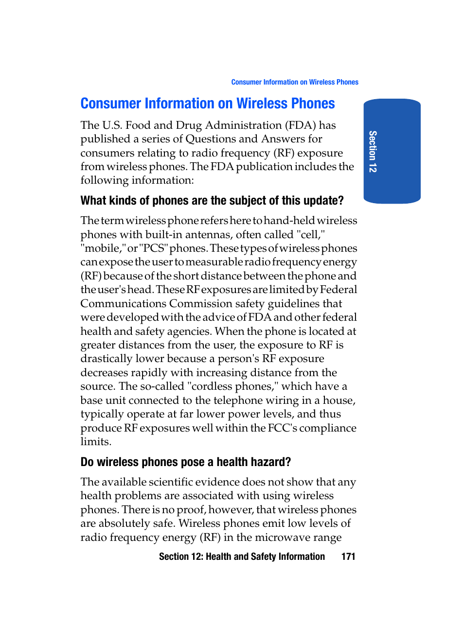 Consumer information on wireless phones | Samsung SGH-T519 User Manual | Page 175 / 210