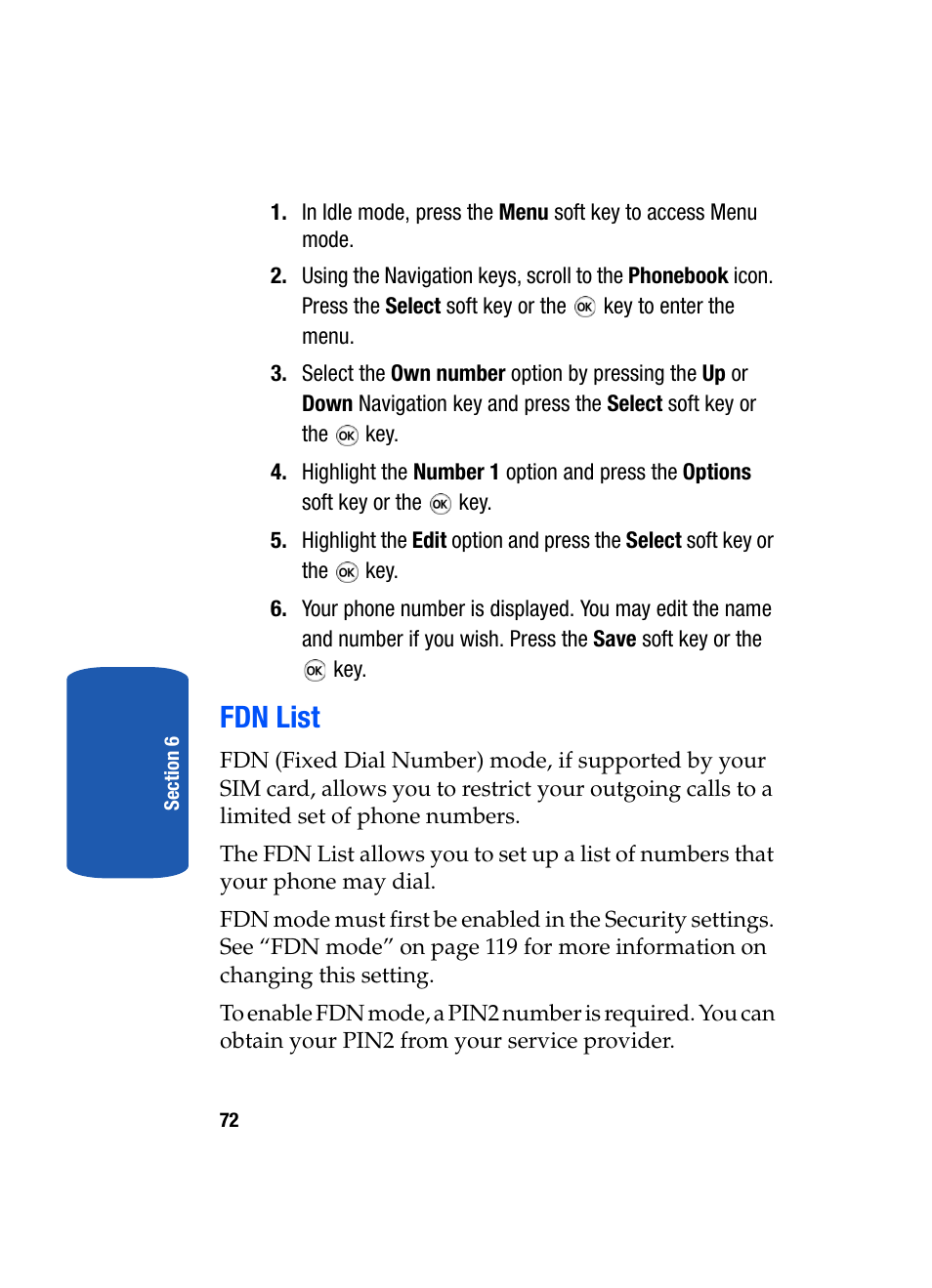 Fdn list | Samsung SGH-T519 User Manual | Page 76 / 210