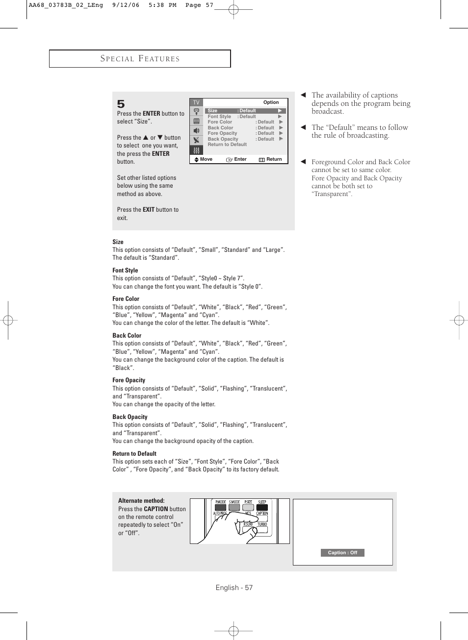 Samsung CL-29Z40MQ User Manual | Page 57 / 64