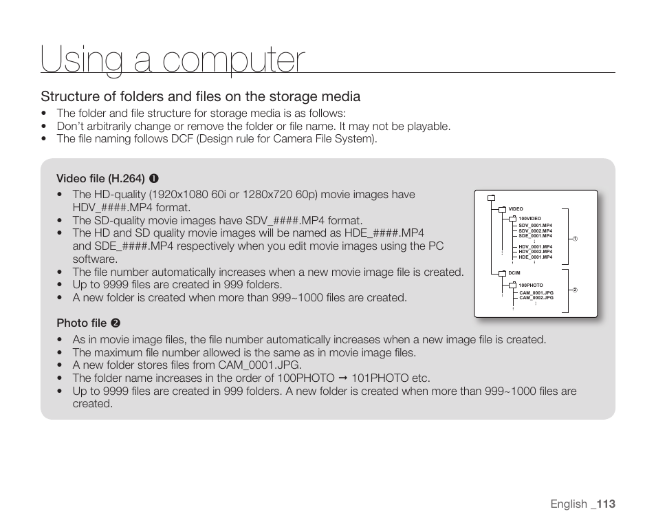 Using a computer | Samsung HMX-H104BN User Manual | Page 127 / 147