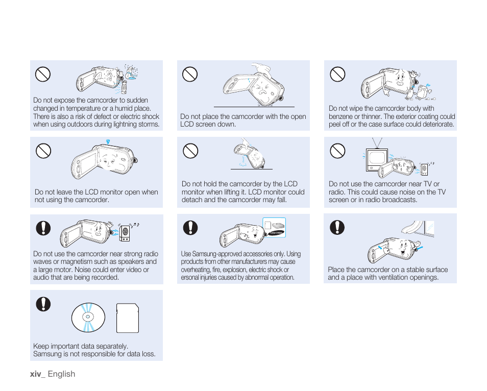 Samsung HMX-H104BN User Manual | Page 14 / 147