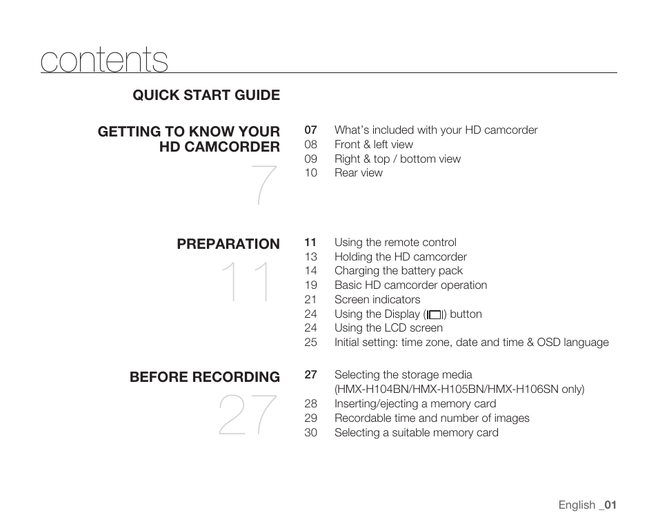 Samsung HMX-H104BN User Manual | Page 15 / 147