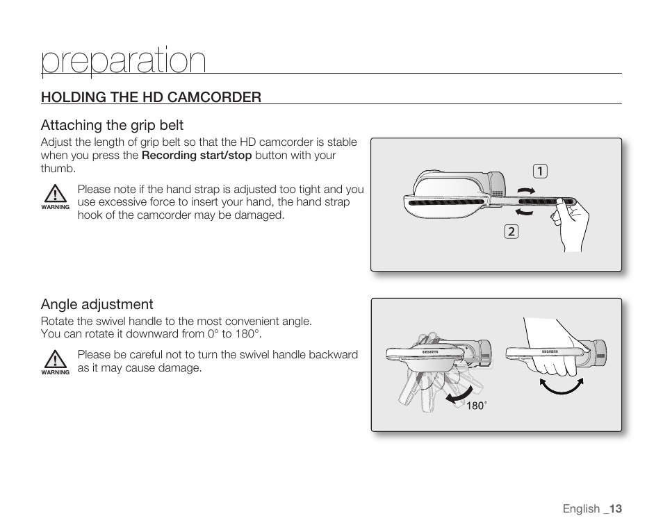 Preparation | Samsung HMX-H104BN User Manual | Page 27 / 147