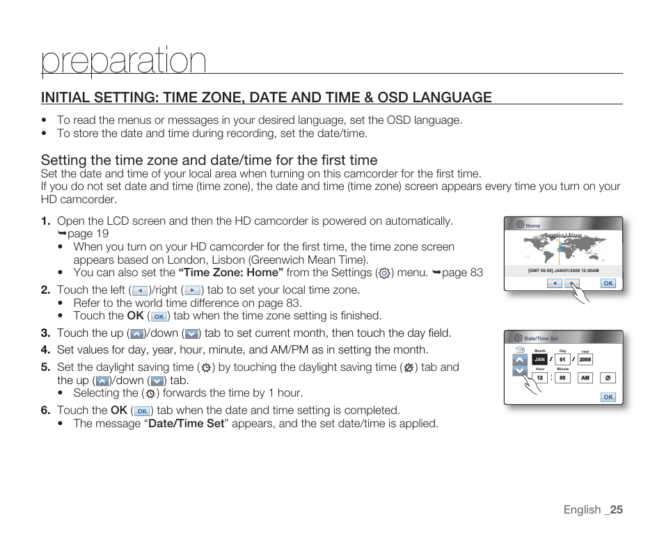 Preparation | Samsung HMX-H104BN User Manual | Page 39 / 147