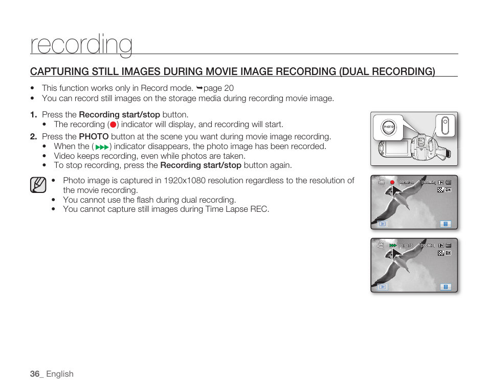 Recording | Samsung HMX-H104BN User Manual | Page 50 / 147