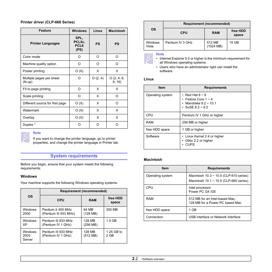 System requirements | Samsung CLP-610 User Manual | Page 23 / 111