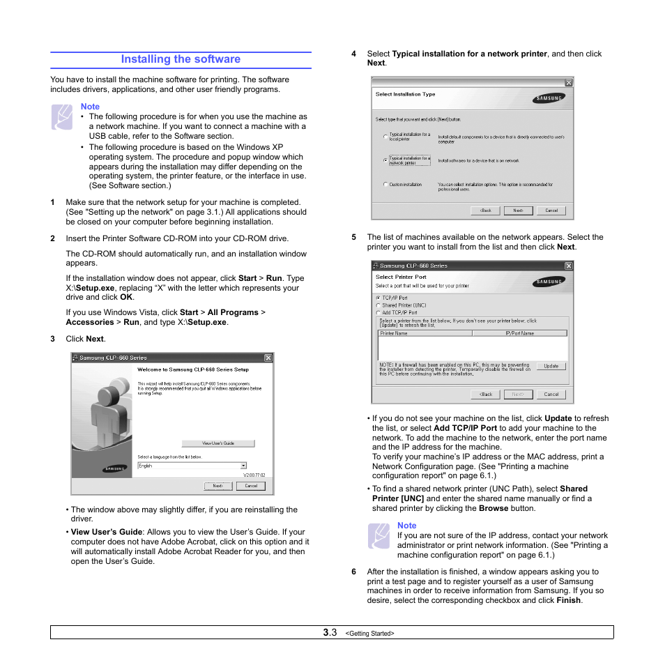 Installing the software | Samsung CLP-610 User Manual | Page 26 / 111