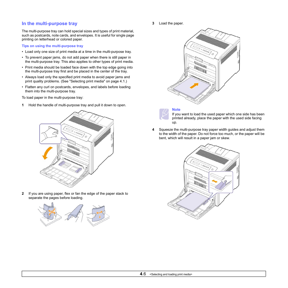 In the multi-purpose tray | Samsung CLP-610 User Manual | Page 35 / 111