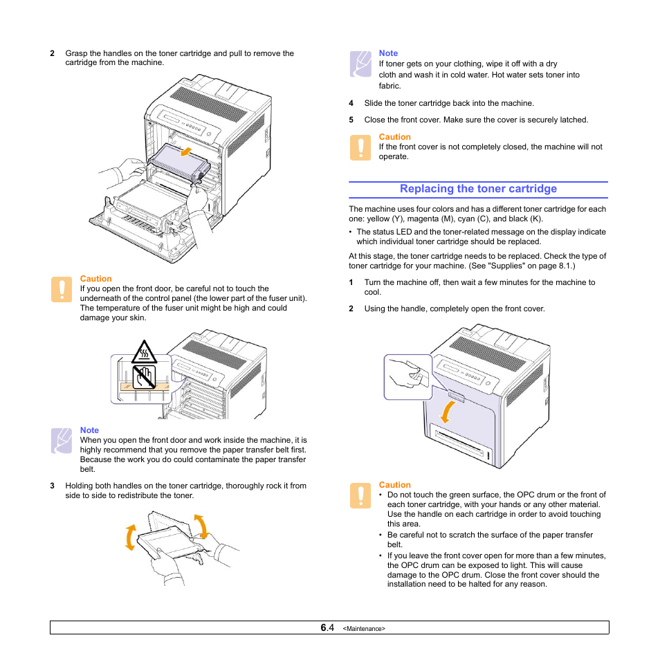Replacing the toner cartridge | Samsung CLP-610 User Manual | Page 41 / 111