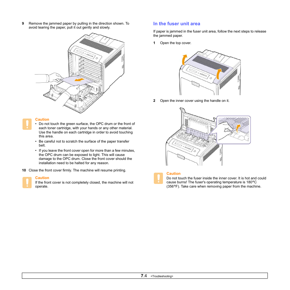 In the fuser unit area | Samsung CLP-610 User Manual | Page 48 / 111