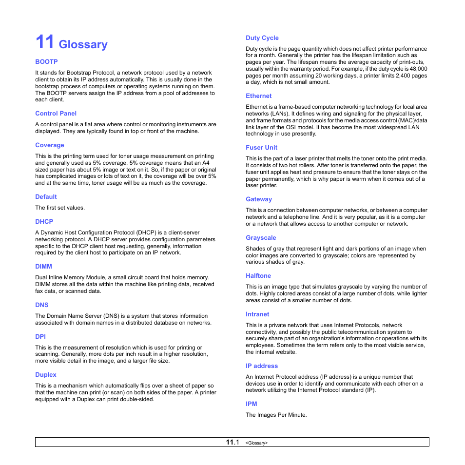 Glossary | Samsung CLP-610 User Manual | Page 67 / 111