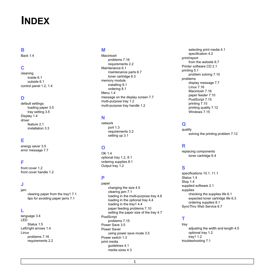 Index, Ndex | Samsung CLP-610 User Manual | Page 69 / 111