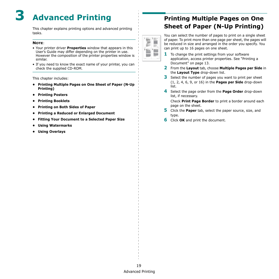 Advanced printing, Chapter 3 | Samsung CLP-610 User Manual | Page 91 / 111