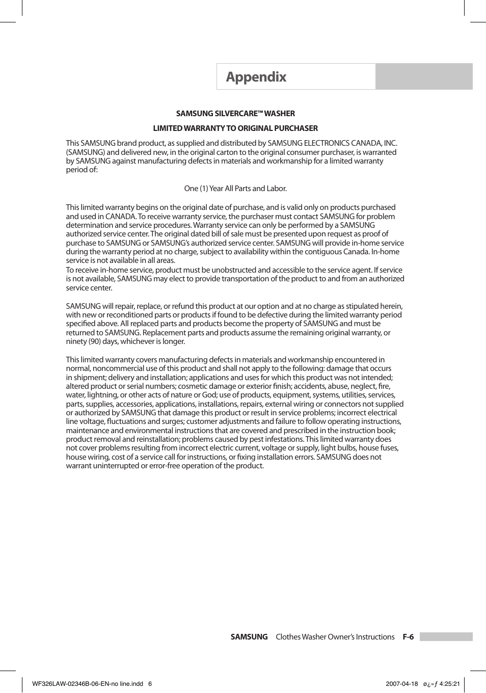 Appendix | Samsung Owner's Manual User Manual | Page 29 / 32