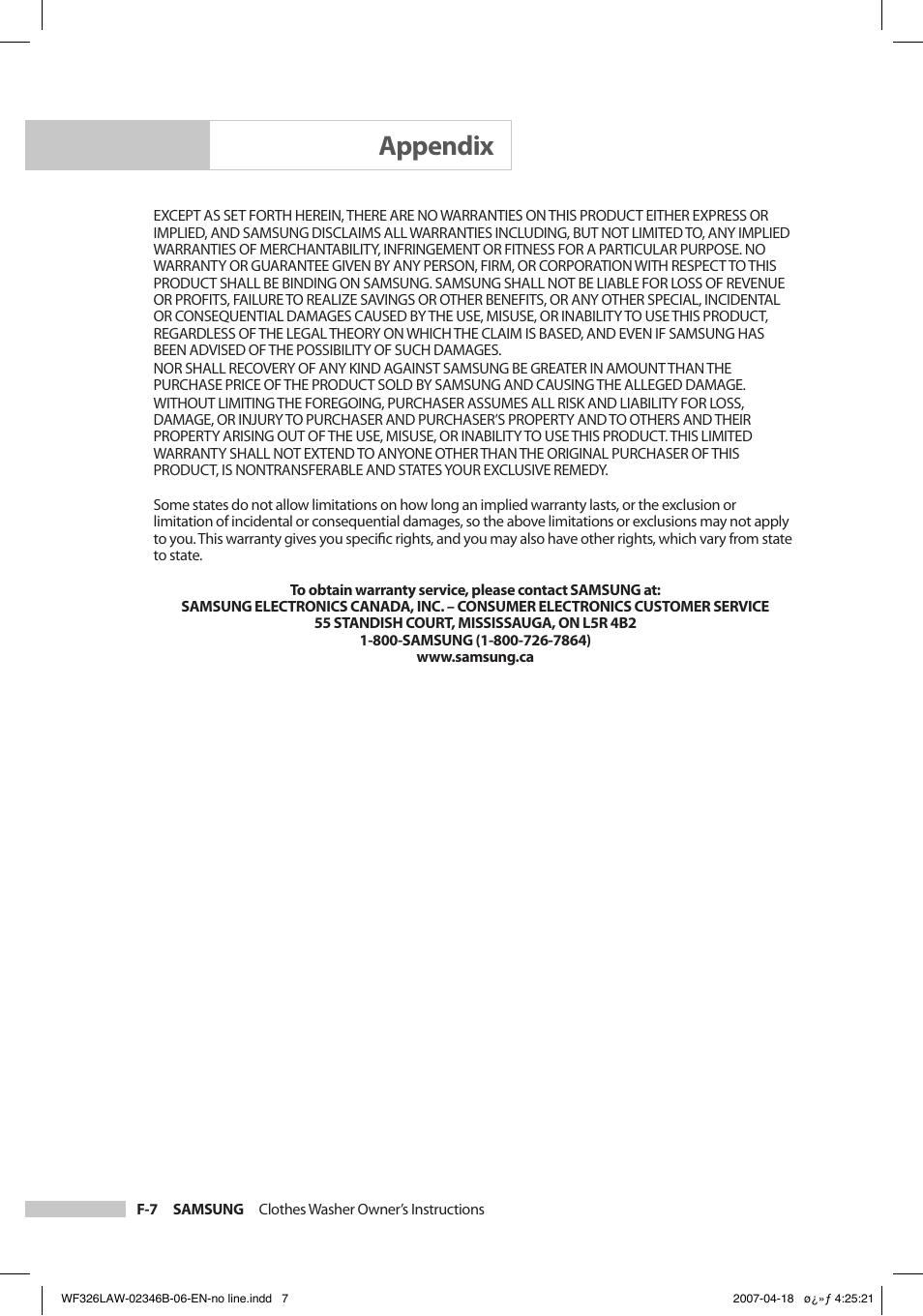 Appendix | Samsung Owner's Manual User Manual | Page 30 / 32