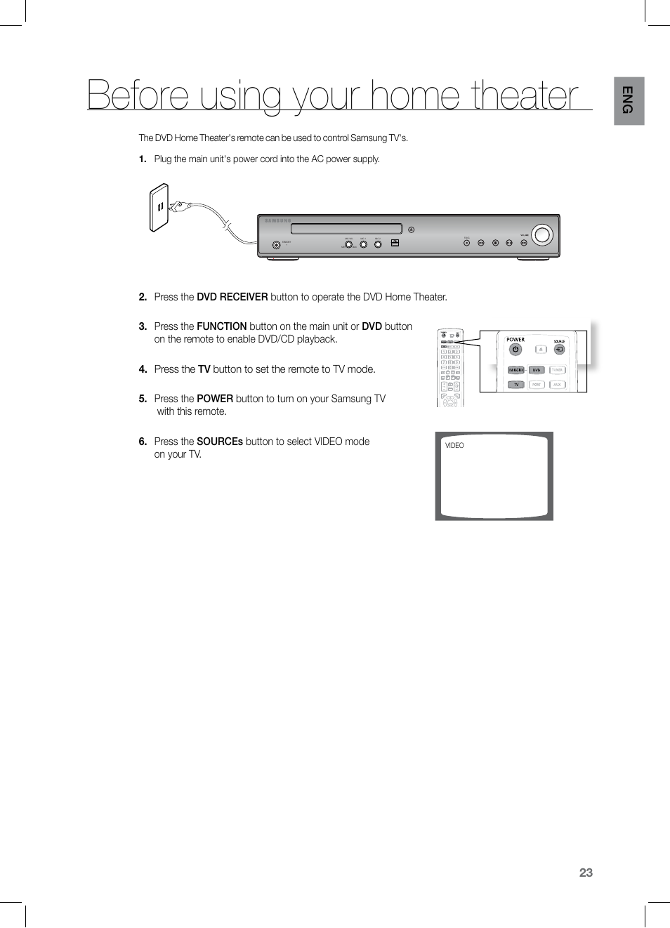 Before using your home theater, En g | Samsung HT-TZ122 User Manual | Page 24 / 60