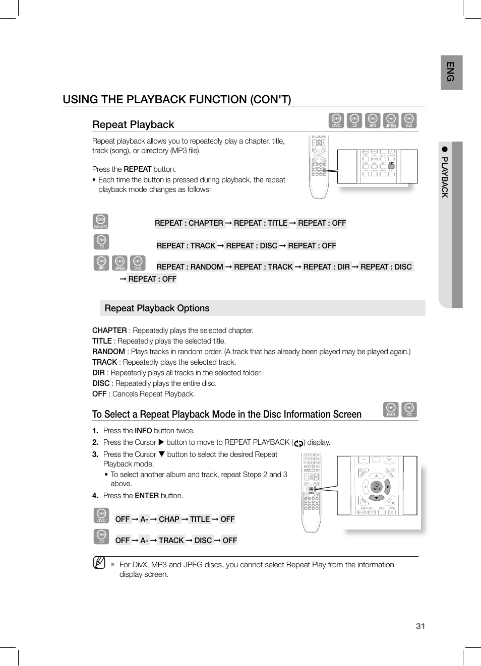 Dbagd, Using the playback function (con't) | Samsung HT-TZ122 User Manual | Page 32 / 60