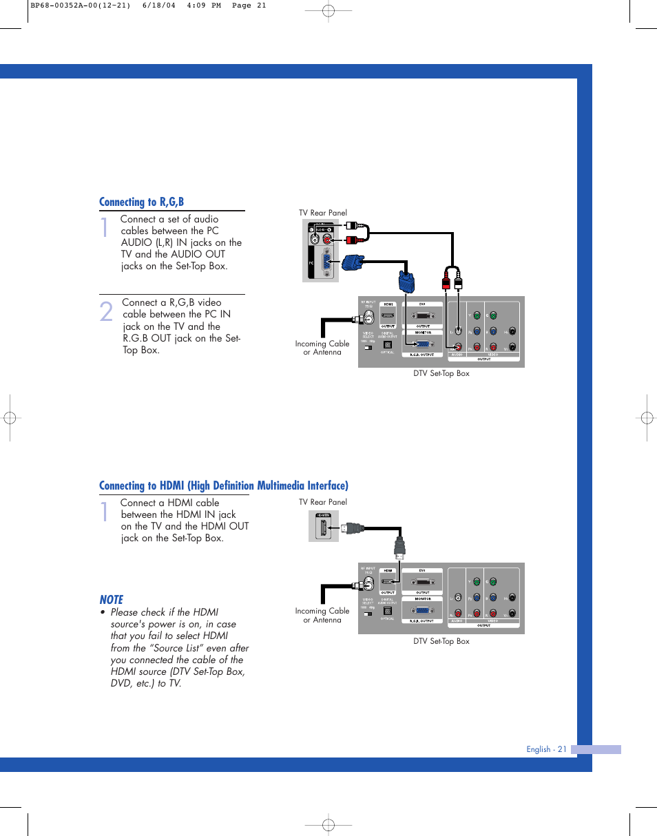 Samsung HL-P5085W User Manual | Page 21 / 91