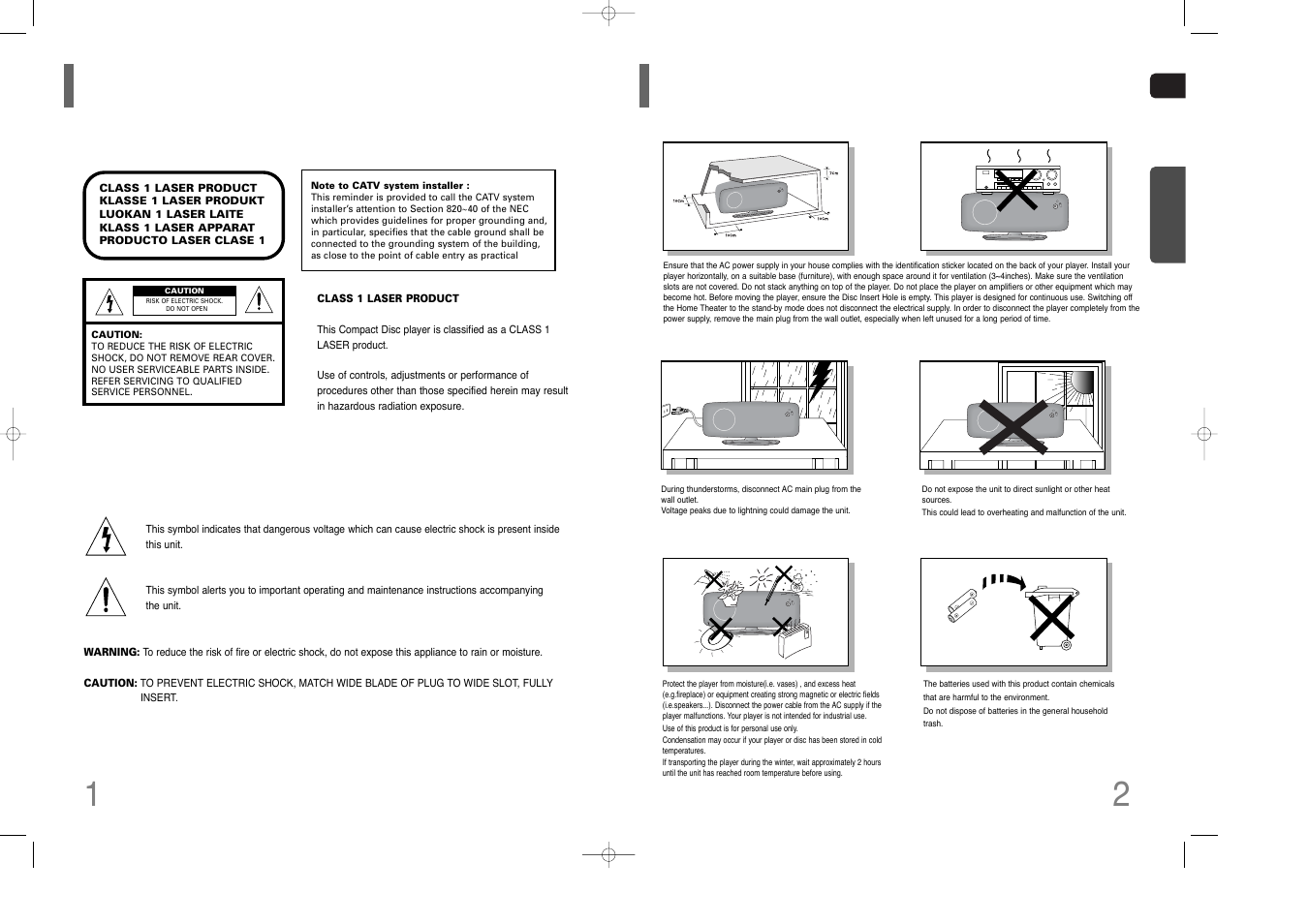 Safety warnings, Precautions, 12 safety warnings precautions | Phones | Samsung HT-XQ100G User Manual | Page 2 / 36