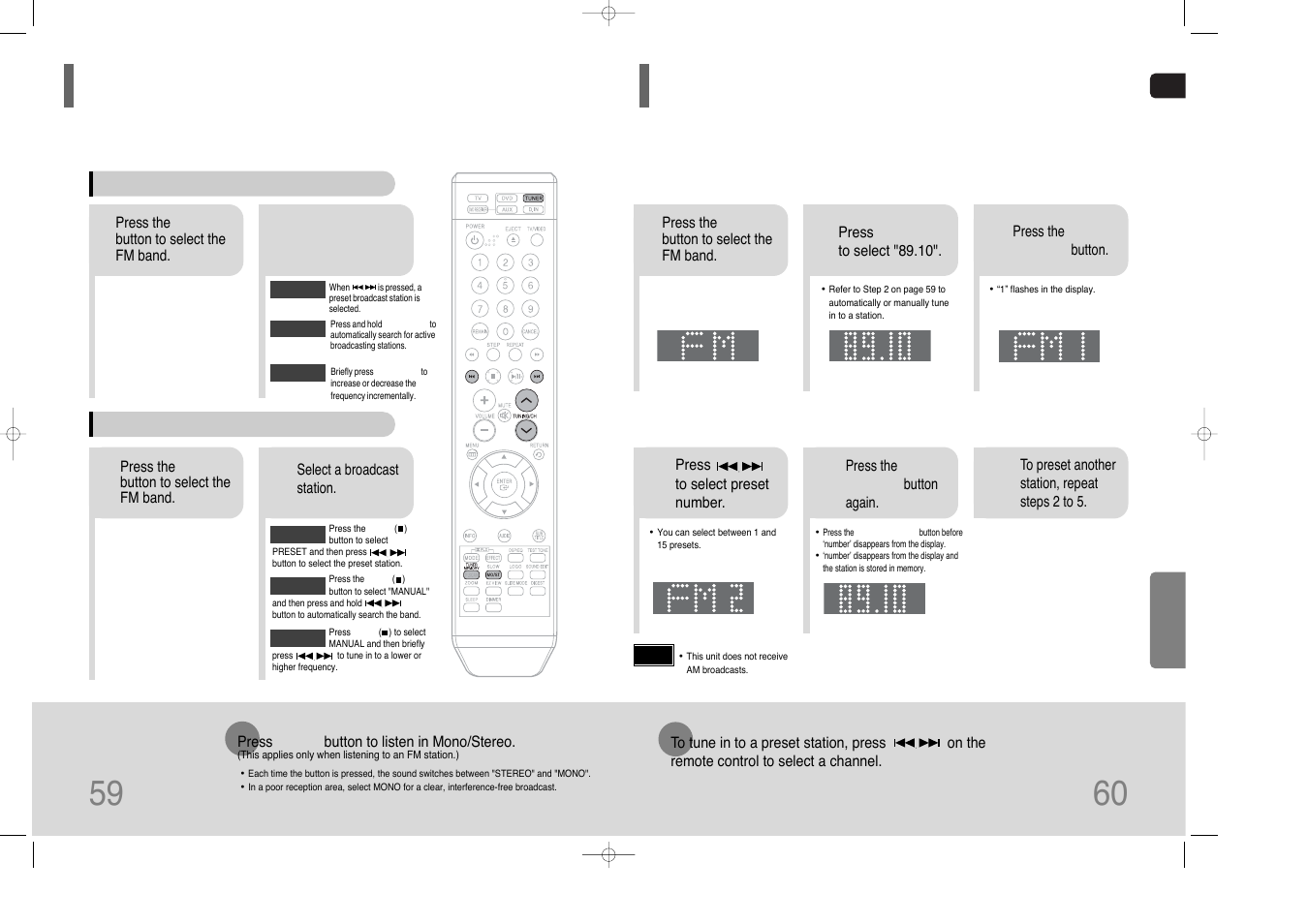 Listening to radio, Presetting stations, Presetting stations 59 | Samsung HT-XQ100G User Manual | Page 31 / 36