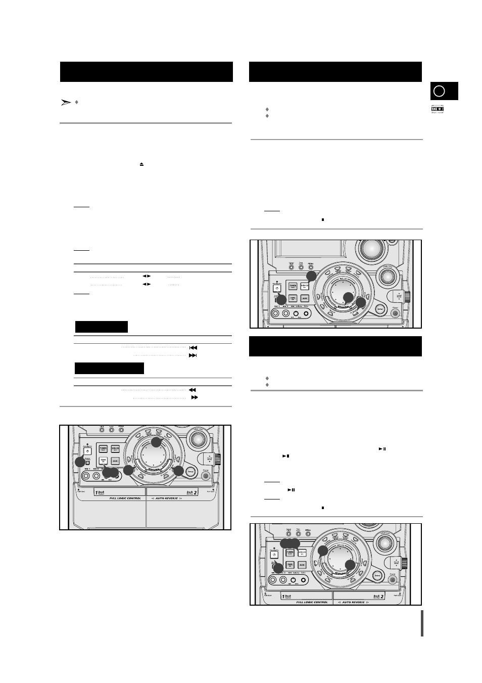 Tape deck, Listening to a cassette, Cd synchro record feature | Recording a compact disc | Samsung AH68-01145B User Manual | Page 21 / 29