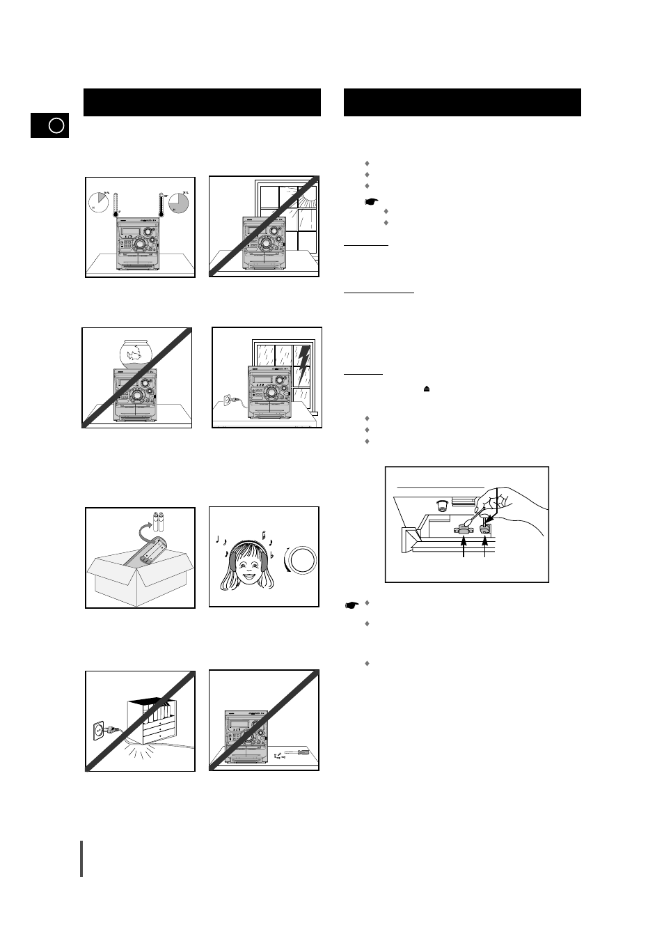 Recommendations for use, Safety precautions, Cleaning your mini-compact system | Cleaning your mini-compact system 1 1 2 2 | Samsung AH68-01145B User Manual | Page 26 / 29