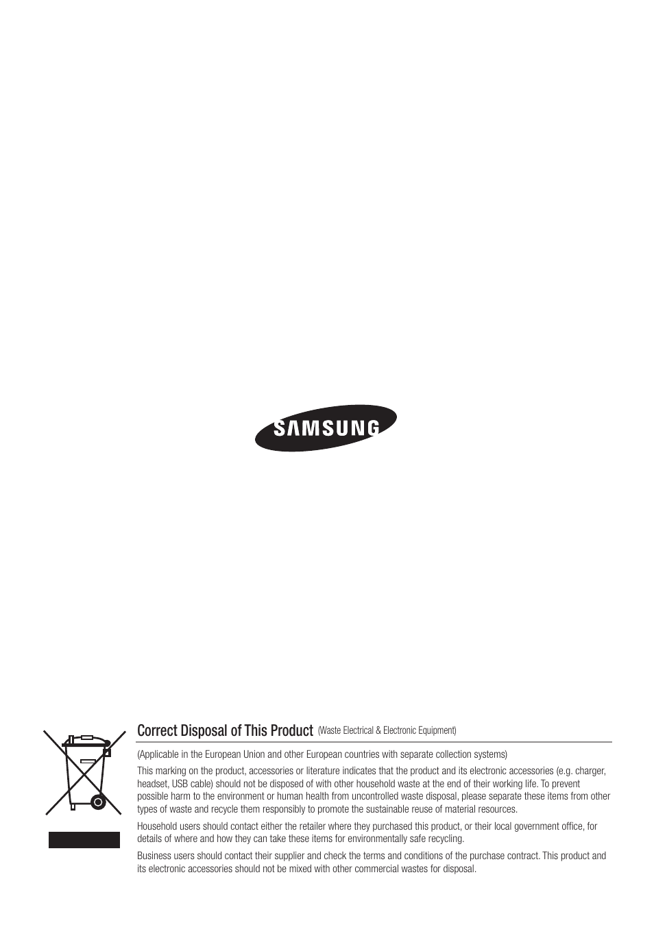 Correct disposal of this product | Samsung SNC-B5368P User Manual | Page 105 / 105