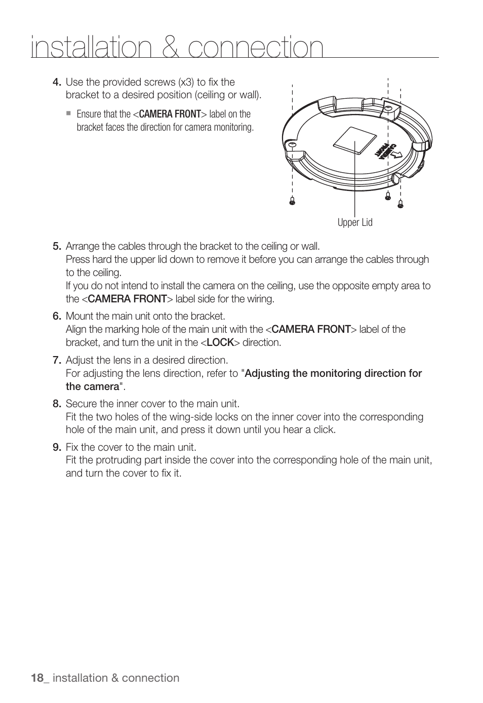 Installation & connection | Samsung SNC-B5368P User Manual | Page 18 / 105