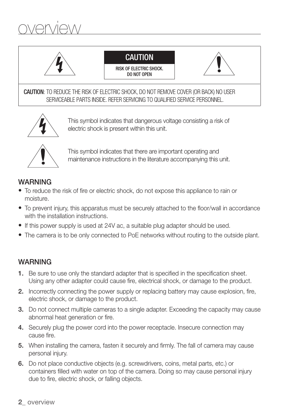 Overview, Caution | Samsung SNC-B5368P User Manual | Page 2 / 105