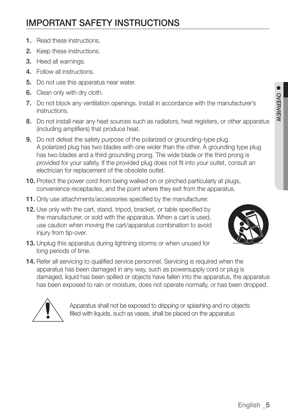 Important safety instructions | Samsung SNC-B5368P User Manual | Page 5 / 105