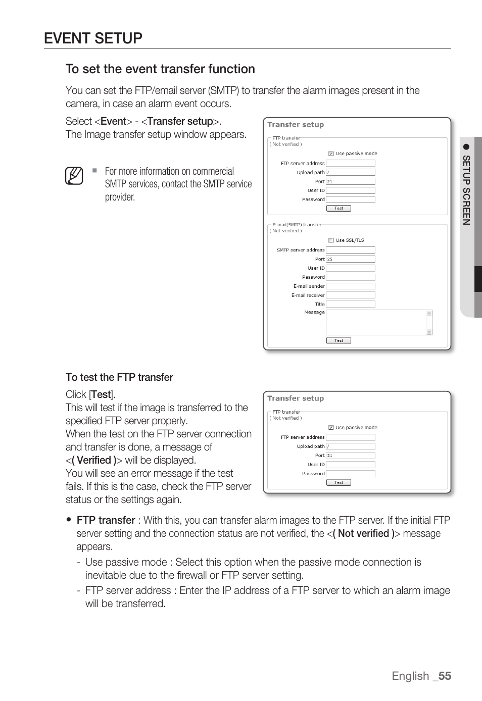 Event setup | Samsung SNC-B5368P User Manual | Page 55 / 105