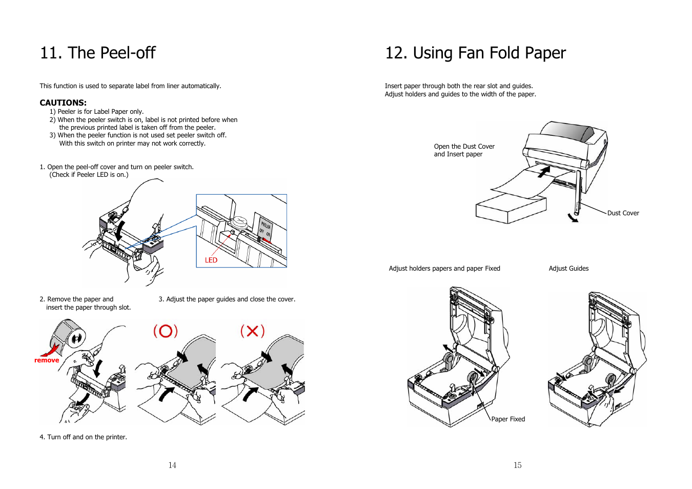 The peel-off, Using fan fold paper | Samsung SRP-770II User Manual | Page 8 / 19