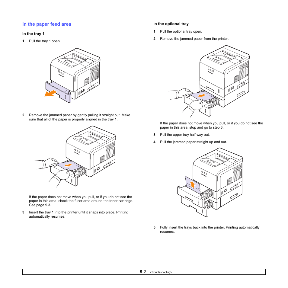 In the paper feed area | Samsung ML-4050ND User Manual | Page 45 / 110