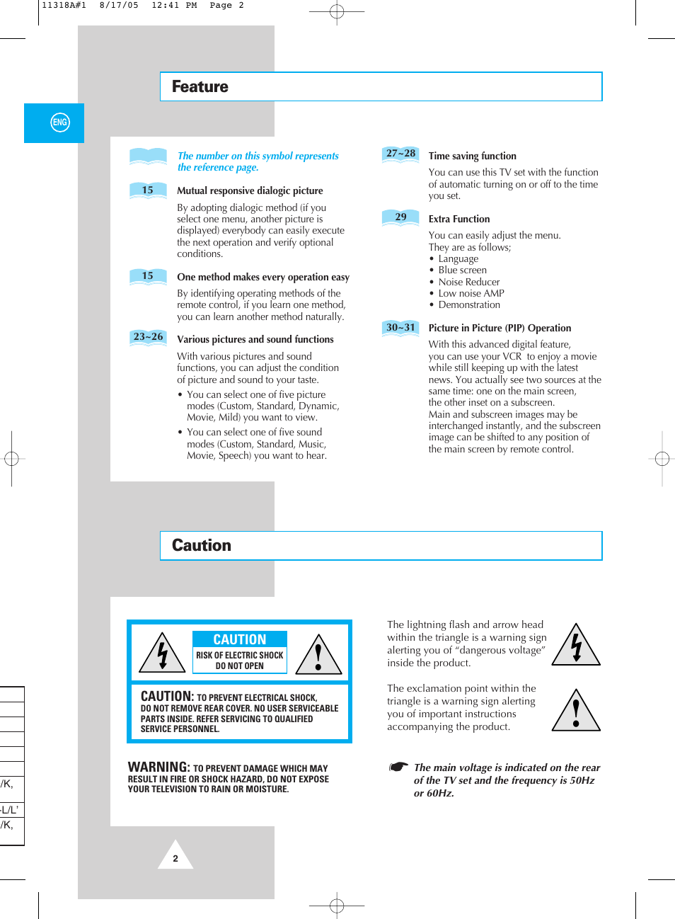 Feature, Caution, Feature caution | Samsung 521 User Manual | Page 2 / 40