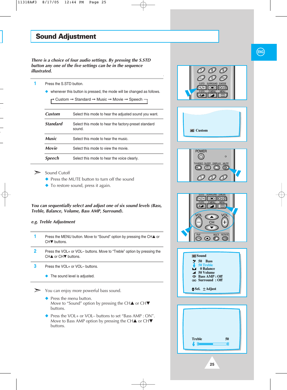 Sound adjustment | Samsung 521 User Manual | Page 25 / 40