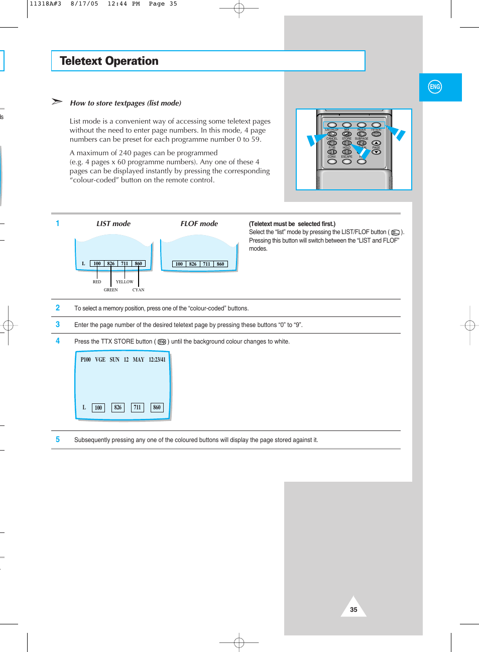 Teletext operation | Samsung 521 User Manual | Page 35 / 40