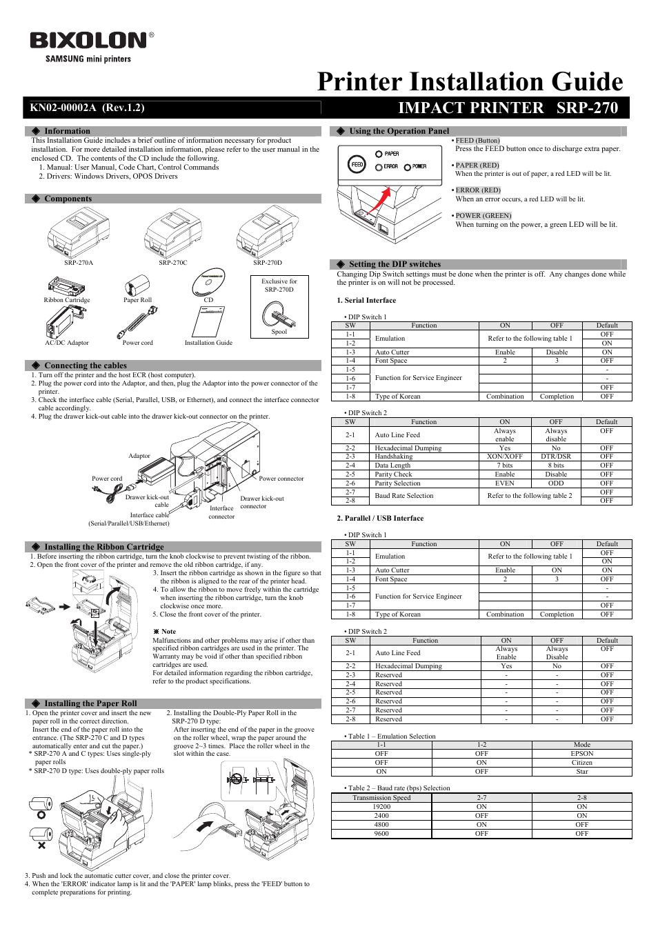 Samsung BIXOLON SRP-270 User Manual | 8 pages