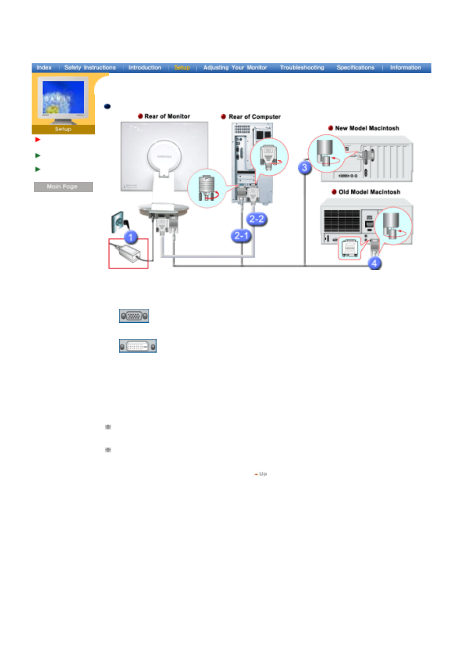 Setup, Connecting your monitor | Samsung 173P User Manual | Page 13 / 58