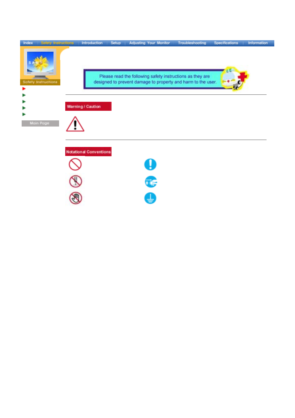 Safety instructions, Notational | Samsung 173P User Manual | Page 3 / 58