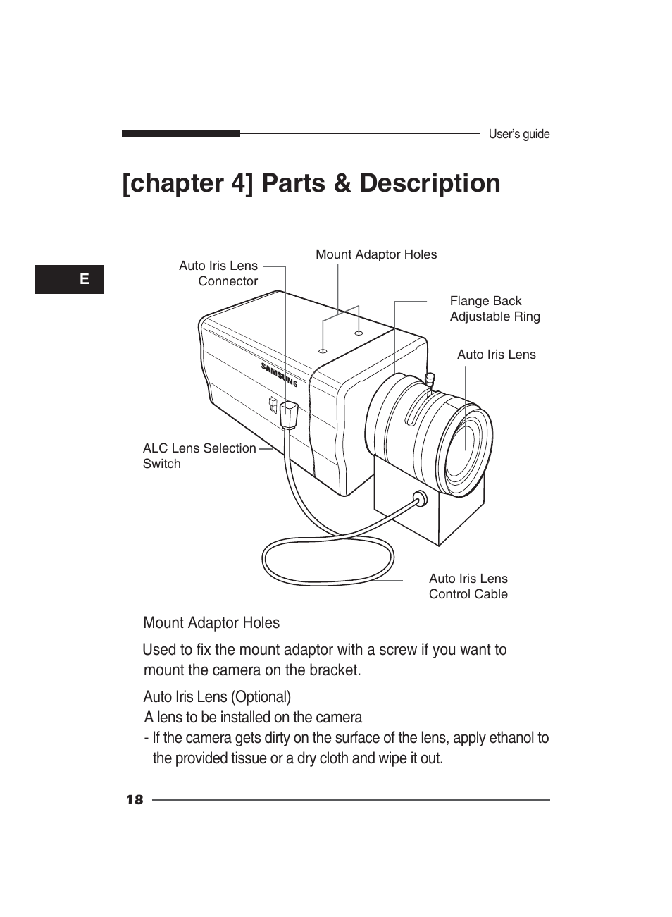 Chapter 4] parts & description | Samsung SCC-B2311 User Manual | Page 18 / 28