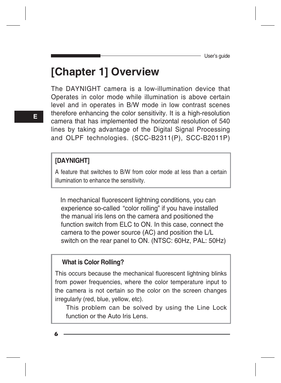 Chapter 1] overview | Samsung SCC-B2311 User Manual | Page 6 / 28