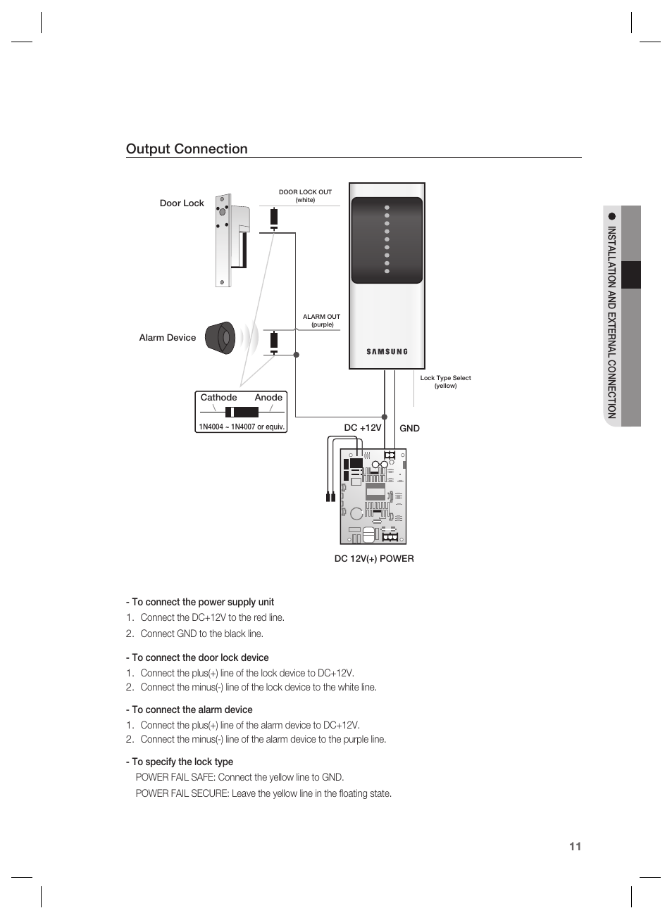 Output connection | Samsung SSA-S1000 User Manual | Page 11 / 16