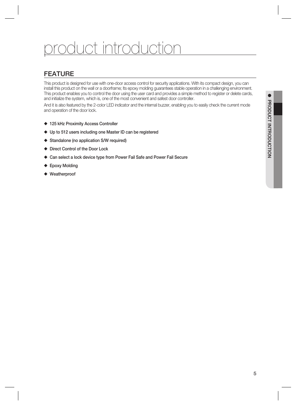 Product introduction, Feature | Samsung SSA-S1000 User Manual | Page 5 / 16