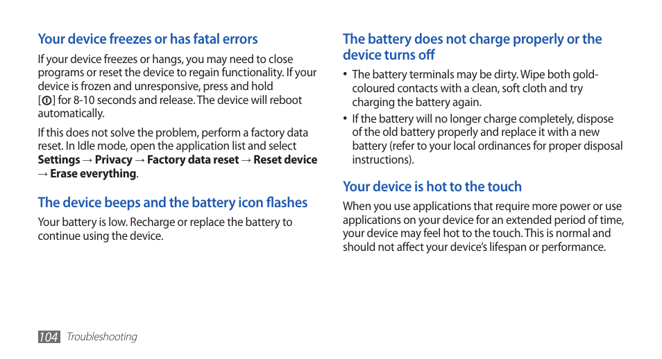 Samsung GALAXY S YP-GS1 User Manual | Page 104 / 122