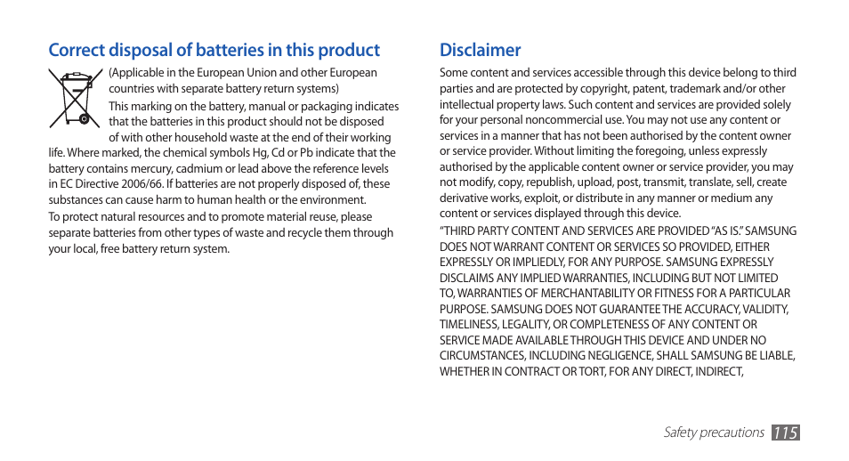 Samsung GALAXY S YP-GS1 User Manual | Page 115 / 122