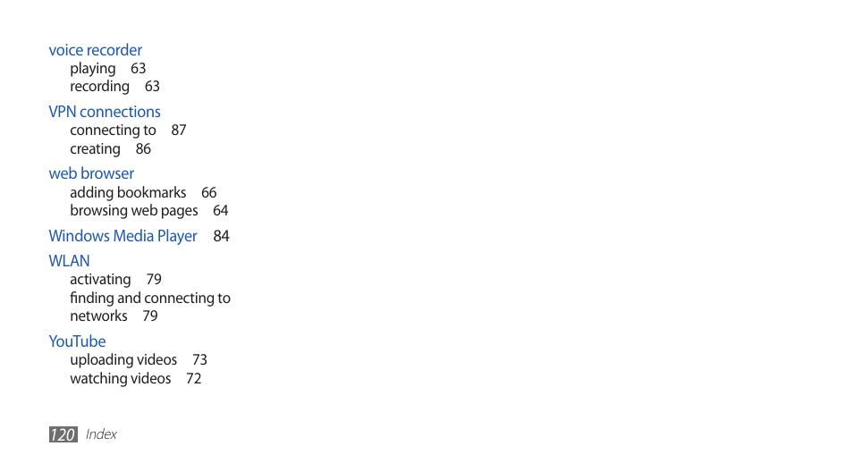 Samsung GALAXY S YP-GS1 User Manual | Page 120 / 122