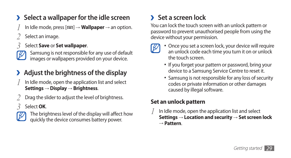 Samsung GALAXY S YP-GS1 User Manual | Page 29 / 122