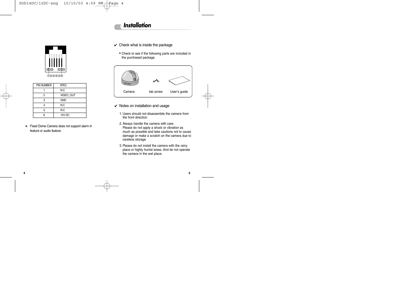 Installation | Samsung SSC-21DC User Manual | Page 3 / 7